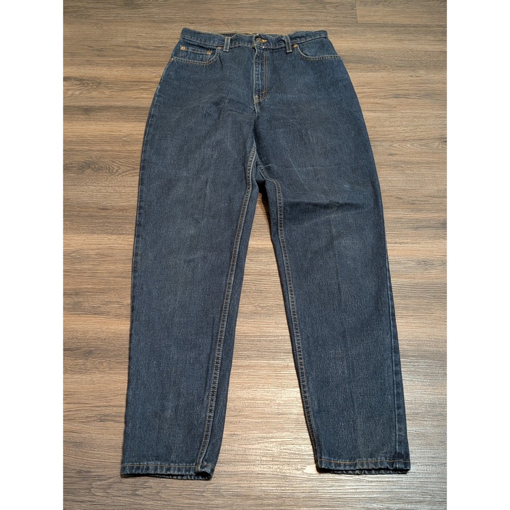 Vintage Levis 551 Relaxed Fit Tapered Leg Jeans 12‎ Long Dark Wash Made in USA